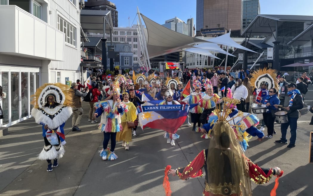 Philippines fans in Wellington before Football World Cup  - before match against Football Ferns
