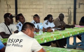 Police in Solomon Islands conducting an awareness meeting in the Shortland Islands ahead of the Bougainville independence referendum in neighbouring PNG.