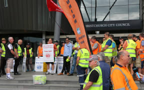 Port Lyttelton workers protest over pay and safety today.