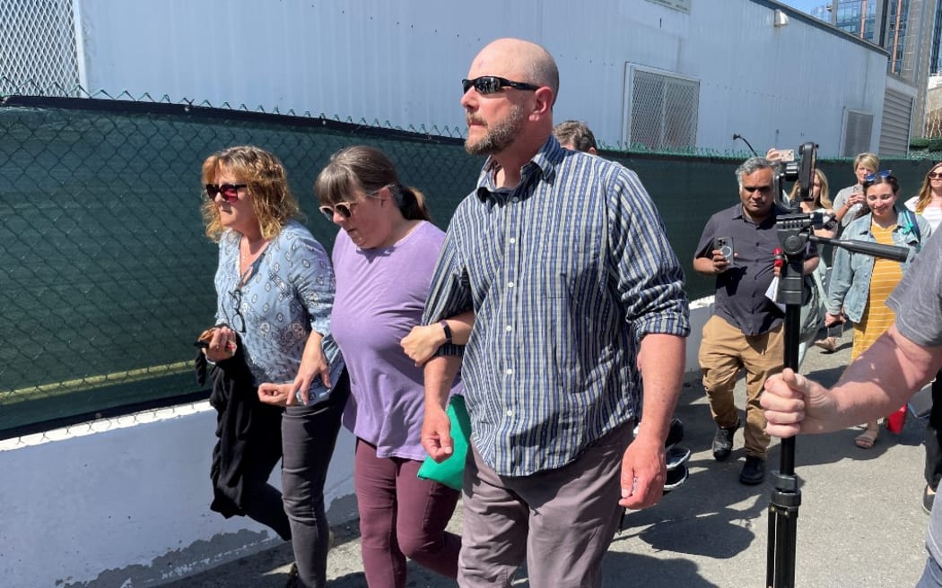 Relatives of  Jack Teixeira leave the John Joseph Moakley United States Courthouse, in Boston, Massachusetts, on April 14, 2023. - Teixeira, 21, an employee of the US Air Force National Guard, was charged with leaking a trove of classified US government documents as he made his first appearance in court Friday. Teixeira was arrested April 13 following a week-long probe into one of the most damaging leaks of secrets since the 2013 dump of National Security Agency documents by Edward Snowden. (Photo by Joseph PREZIOSO / AFP)