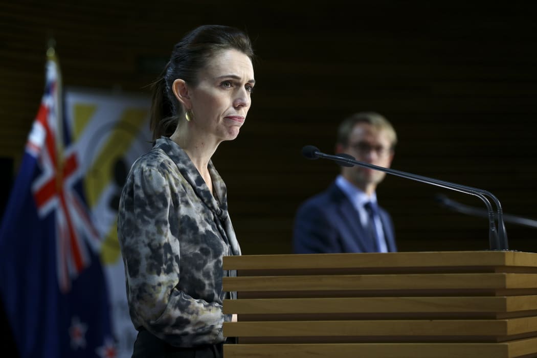 Prime Minister Jacinda Ardern looks on during a media conference at Parliament on April 16, 2020 in Wellington, New Zealand.