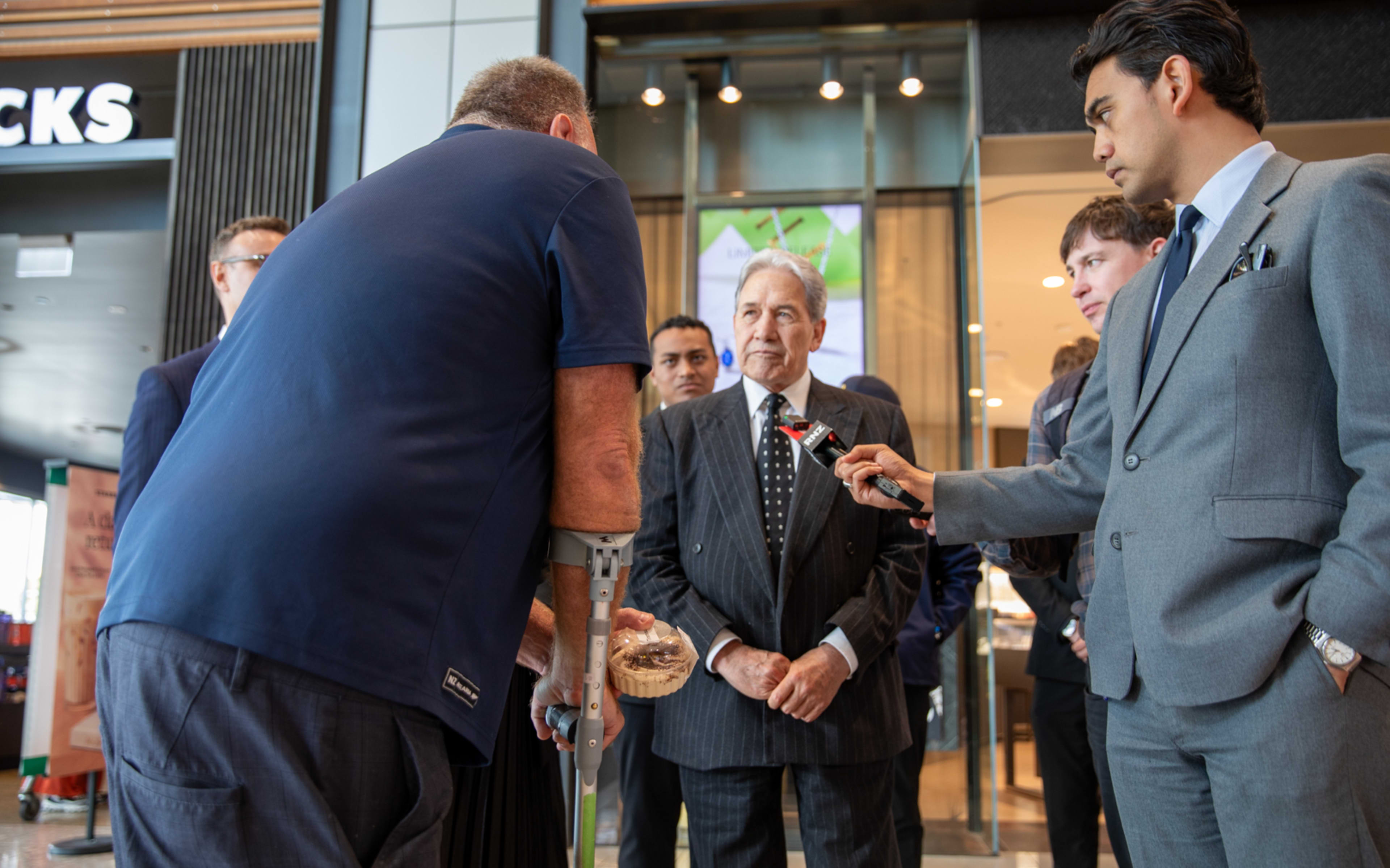New Zealand First leader Winston Peters campaigning at Albany Mall in Auckland on 6 October 2026.