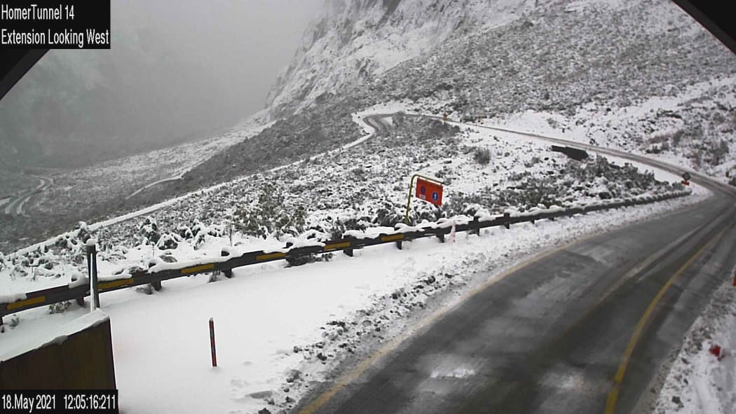 The Milford Road west of the Homer Tunnel on 18 May 2021.