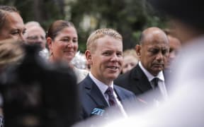 Chris Hipkins speaks to media at Waitangi
