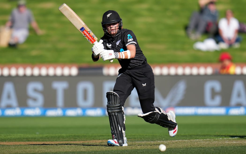 White Ferns captain Melie Kerr plays a shot