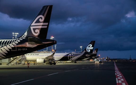 Air New Zealand planes parked up at Auckland Airport during the Covid-19 pandemic.