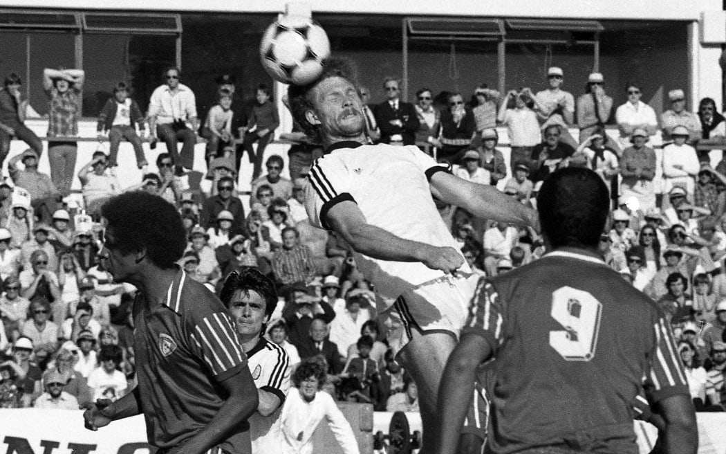 Ricki Herbert in action for the All Whites in a 1982 World Cup qualifying game against Kuwait.