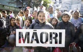 04072016 Photo: Rebekah Parsons-King. Maori language week kicks off with a parade from Wellington Train Station to Te Papa. 4000+ people paraded through wellington to promote Te Reo.