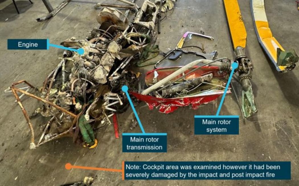 What was left of the helicopter after the crash.
