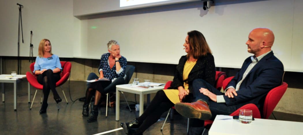 Prof Cliona Ni Mhurchu, Kim Hill, Megan Tunks and Simon Kenny