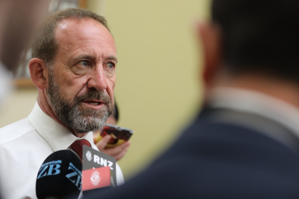 Labour MP Andrew Little speaking to the media on the way to his party’s caucus meeting