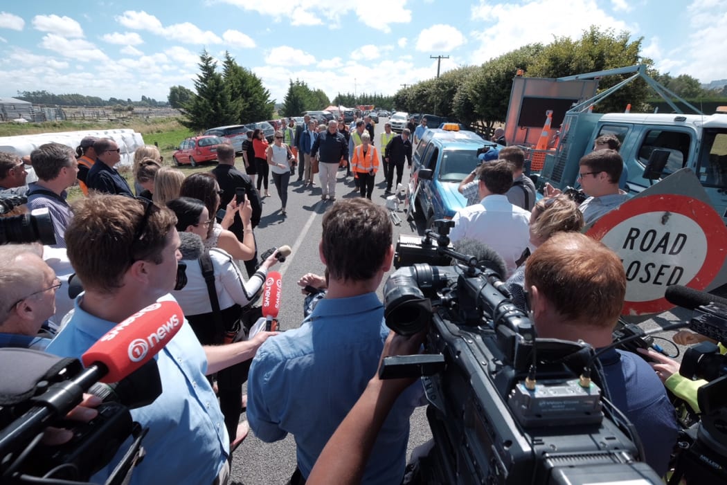 A media scrum in Christchurch