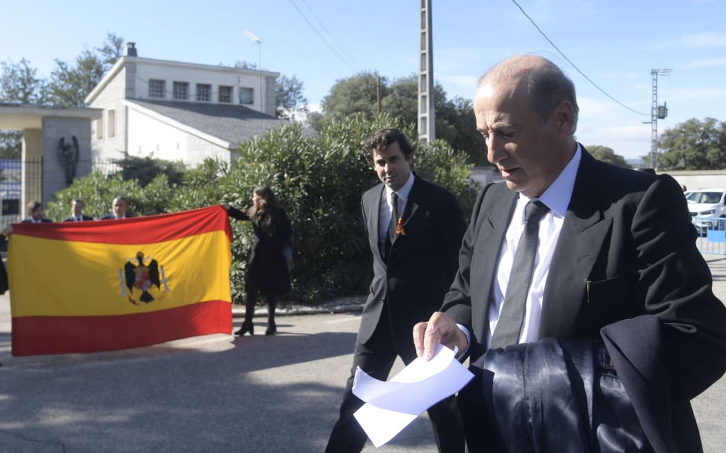 The oldest grand-son of Spanish dictator Francisco Franco, Francis Franco at the cementery of Mingorrubio-El Pardo in Madrid, after the exhumation of the general form the (Valley of the Fallen) mausoleum in San Lorenzo del Escorial on October 24, 2019.