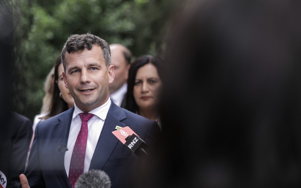 David Seymour speaks to media at Waitangi