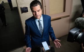 WASHINGTON, DC - OCTOBER 3: Rep. Matt Gaetz (R-FL) speaks to reporters after a House Republican caucus meeting at the U.S. Capitol October 3, 2023 in Washington, DC. U.S. Speaker of the House Kevin McCarthy's (R-CA) speakership is being challenged by a handful of conservative members of his own party lead by Rep. Matt Gaetz (R-FL) following a deal to keep the federal government from partially shutting down over the weekend.   Drew Angerer/Getty Images/AFP (Photo by Drew Angerer / GETTY IMAGES NORTH AMERICA / Getty Images via AFP)
