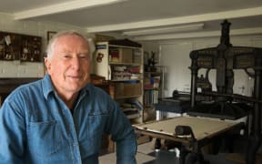 Tara McLeod in his studio at his Albion Press