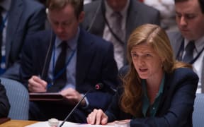 US Ambassador to the UN Samantha Power speaking during a United Nations Security Council emergency meeting on the situation in Syria, 25 September 2016