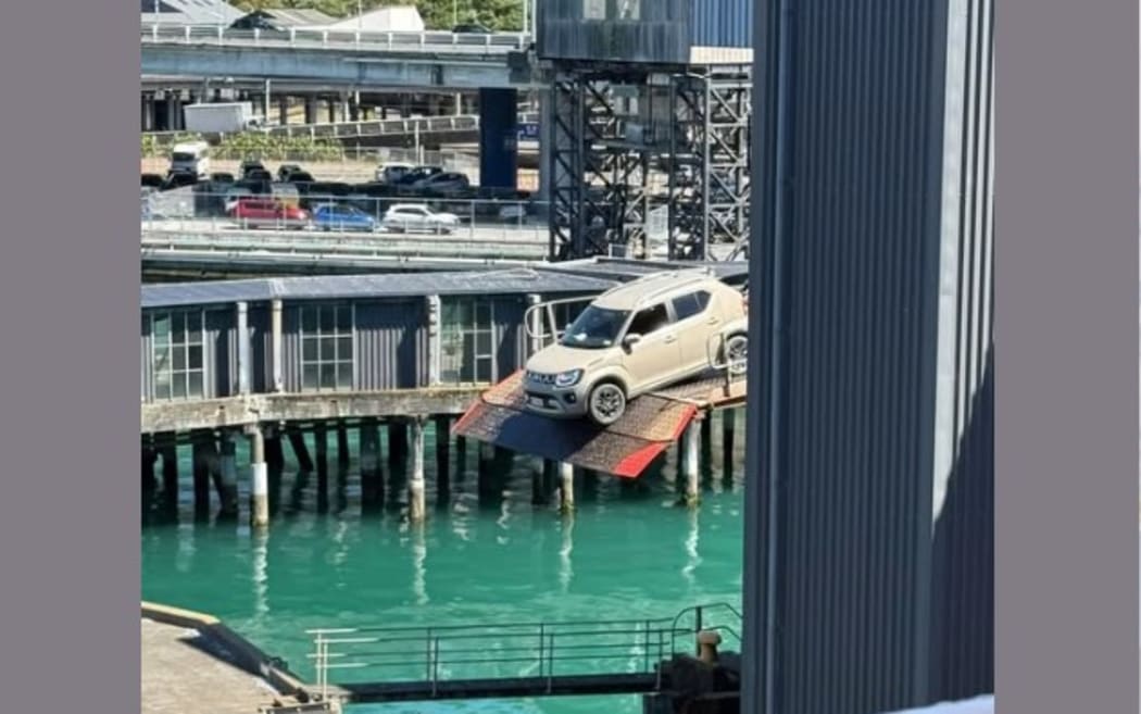 KiwiRail say a passenger removed cones blocking a loading ramp before stranding their vehicle metres above Wellington Harbour.