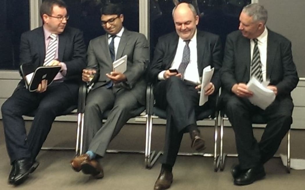 Local Govt NZ seminar (L to R)  Grant Robertson, Shamubeel Eaqub, Steven Joyce, Lawrence Yule.