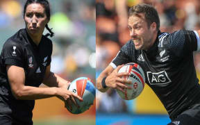 Black Ferns sevens captain Sarah Goss and All Blacks sevens captain Tim Mikkelson.
