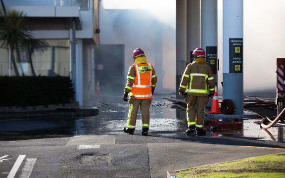 Firefighters battle a blaze that broke out at Maui campervan rental facility in Māngere, South Auckland on the morning of 3 September.