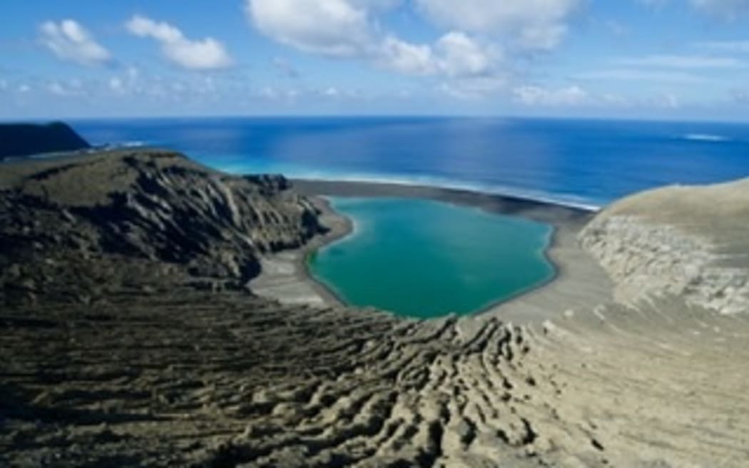 Photos of the volcano when the Sheen family camped there in June last year.