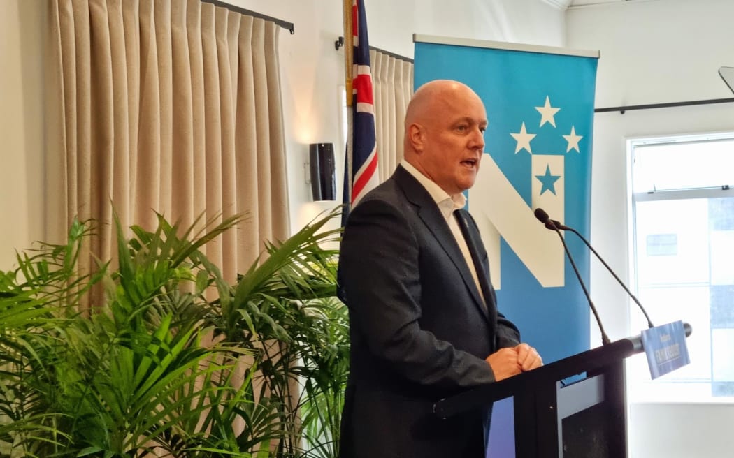 National party leader Christopher Luxon gives his State of the Nation speech in Auckland on Sunday morning, outlining policies National will implement if it is elected this year.