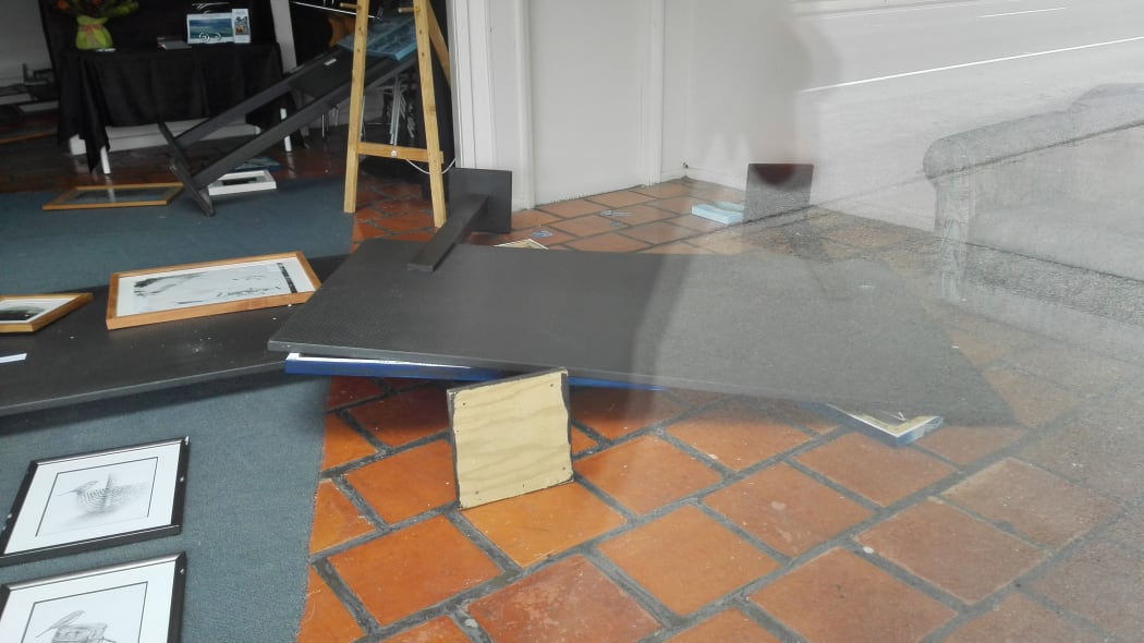 Kaikōura artist Jane Riley's studio after the quake.
