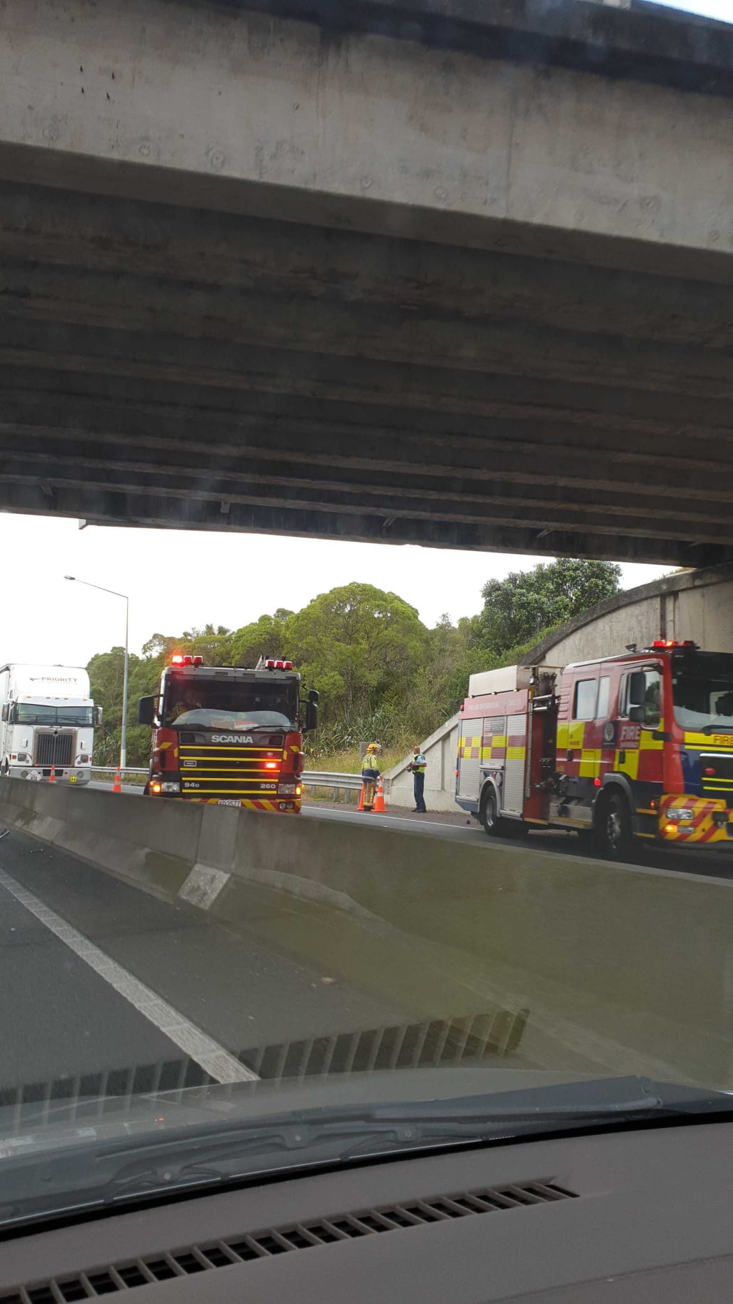 Southbound traffic on SH20 near Mangere East in Auckland was backed up after a crash on 22 December, 2021.