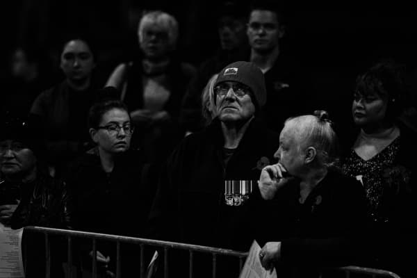 The crowd at the dawn service at the Pukeahu National War Memorial Park