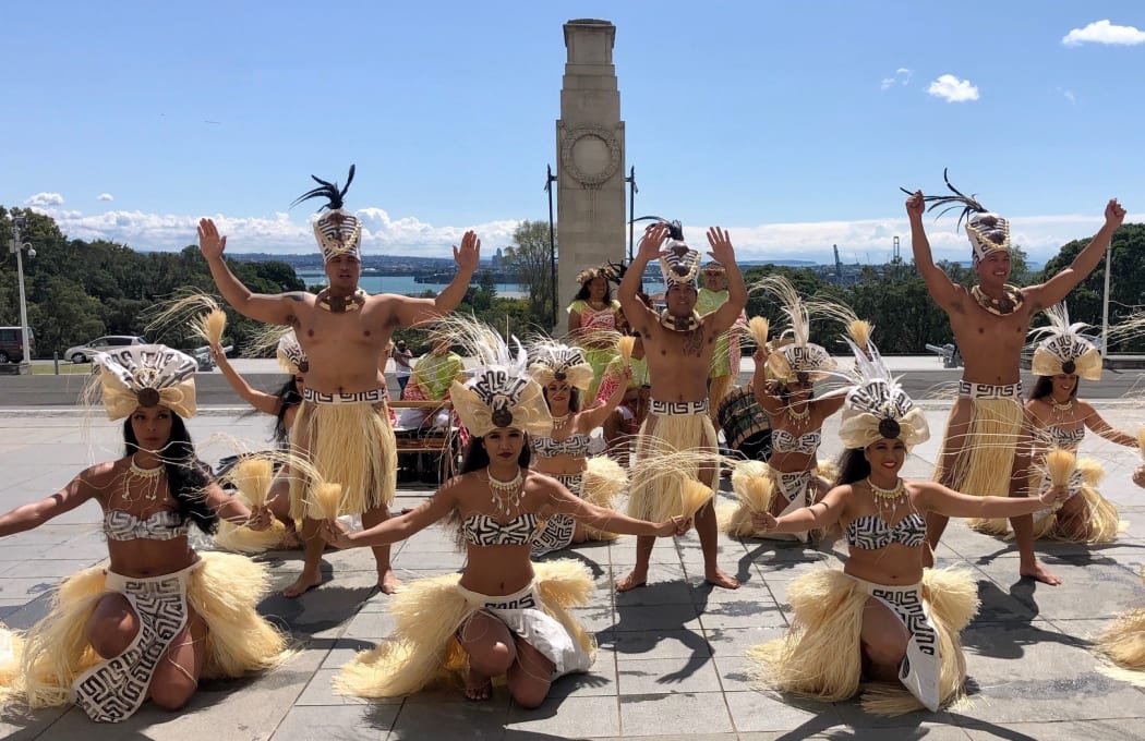 Members of the Tahitian dance group from Hawaii.