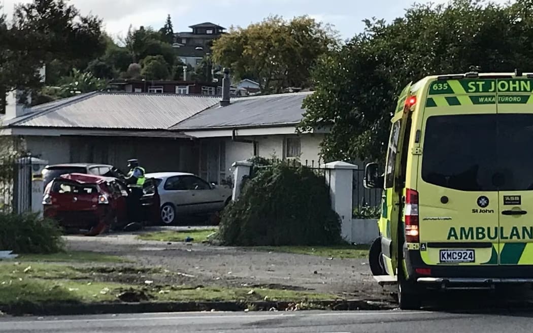 Emergency services pictured at the crash site.