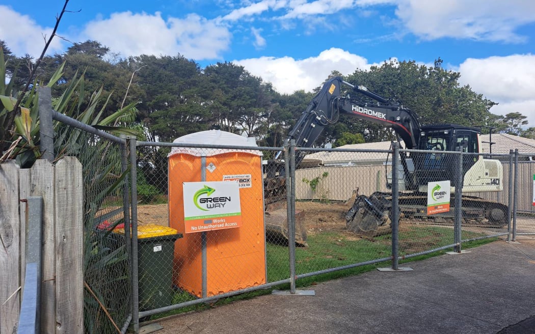 A Kāinga Ora property next door which was demolished due to flood damage.