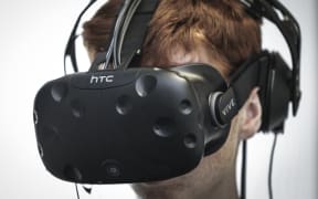 Virtual reality gamer at ACKO Gaming Club, Wellington.