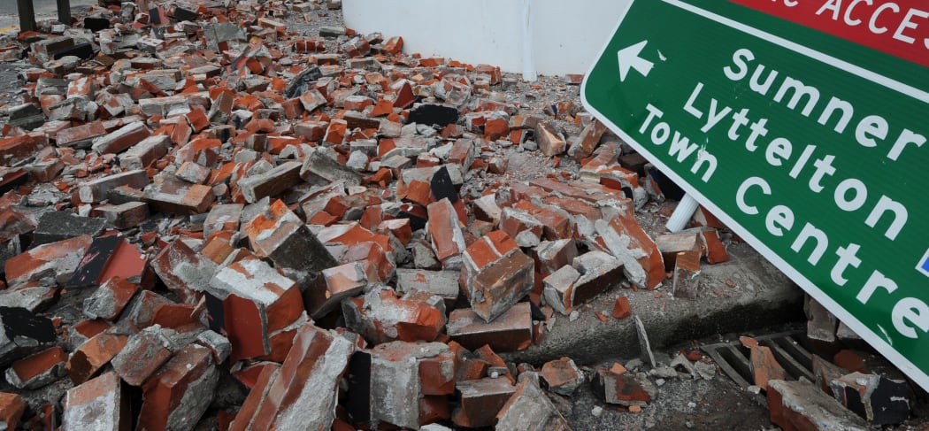 Quake rubble in Lyttelton.