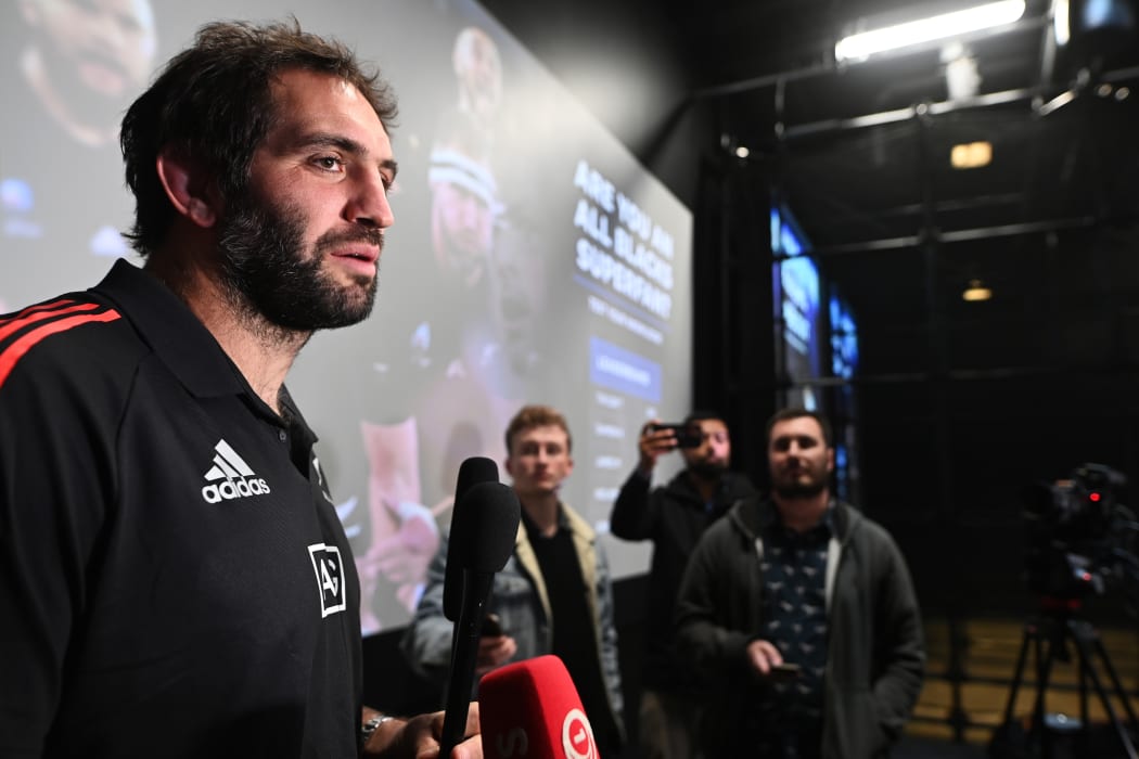 Captain Sam Whitelock at the All Blacks squad Announcement for the Steinlager Series Tests against Fiji and Tonga.