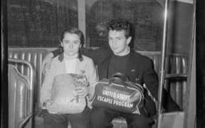 Hungarian Refugees on a bus