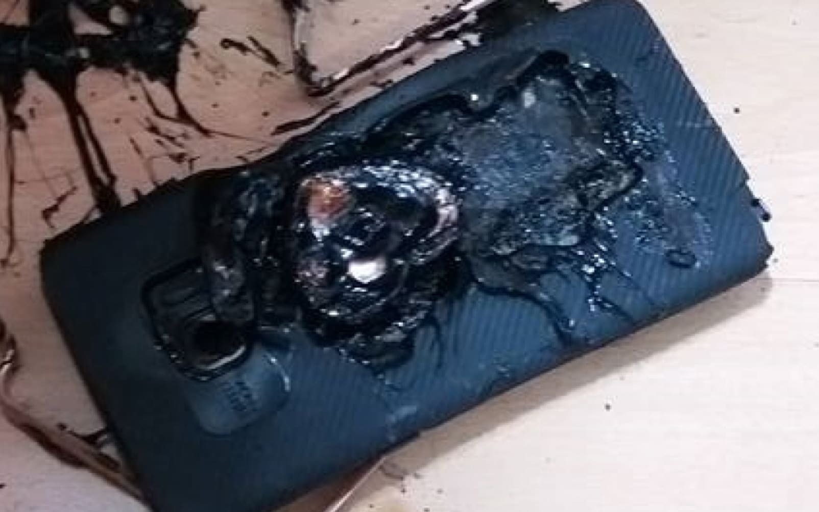 A picture of a damaged Samsung Galaxy Note 7 phone posted on a Facebook page.