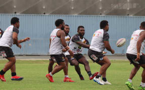 Hunters captain Ase Boas fires a pass in a final training session at home.