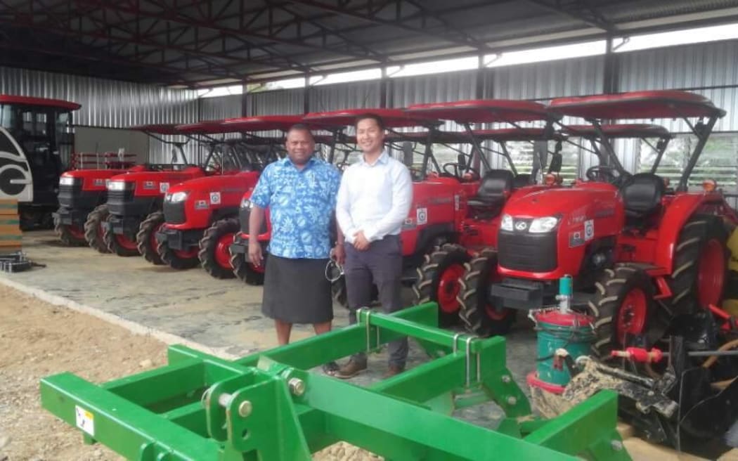 From 2015: Fiji's Minister for Agriculture Inia Seruiratu, now the FijiFirst parliamentary leader and opposition leader with Grace Road Food Company president Daniel Kim at the visit Grace Road Food Company's  Navua Farm.