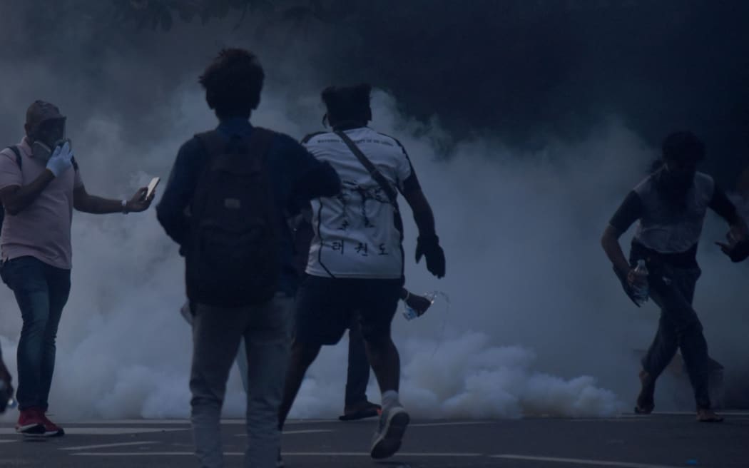 Police use water tear gas &amp; water cannon to dispraise protesting university students (IUSF) near Colombo ongoing Economic crisis in Sri Lanka July 8, 2022
 (Photo by Akila Jayawardana/NurPhoto) (Photo by Akila Jayawardana / NurPhoto / NurPhoto via AFP)