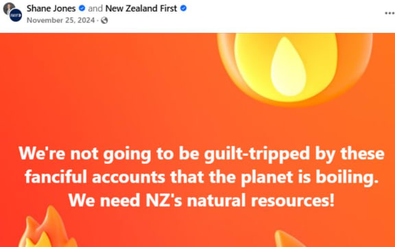 Resources Minister Shane Jones nails his colours to the mast on Facebook.