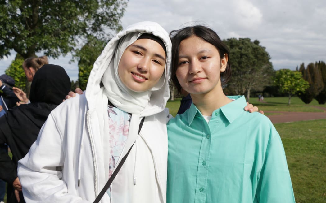 Teenagers Parwana Mohammadi and Halima Arman of Edgewater College.