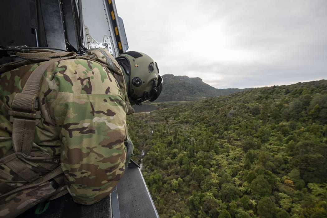 A no. 3SQN NH90 Helicopter assists NZ Police and LandSAR with a search and rescue operation to find missing trampers Dion Reynolds and Jessica O'Connor in the Kahurangi National Park.