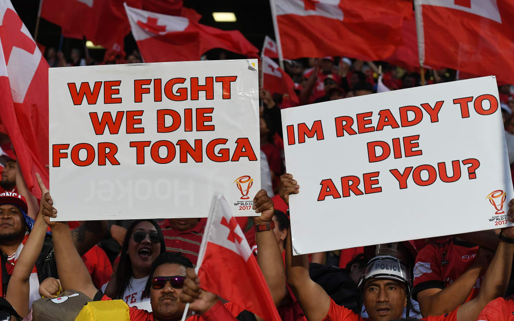 Tonga Rugby League fans at the RLWC semi final against England in 2017.