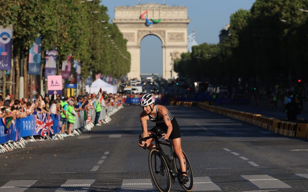 Triathlete Nicole Van Der Kaay of New Zealand during the Paris 2024 Olympics.