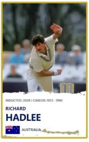 Sir Richard Hadlee, incorrectly listed as Australian on the ICC website