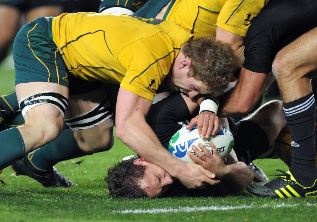 David Pocock pilfers the ball in the 2011 Rugby World Cup