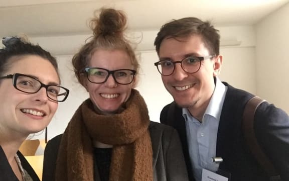 Dr Katie Bruce, left, spoke at an all-white panel on minorities and justice.