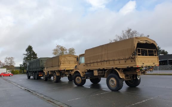 Army trucks have been brought to Ashburton to evacuate residents in the area if needed after heavy rainfall flooded the region.
